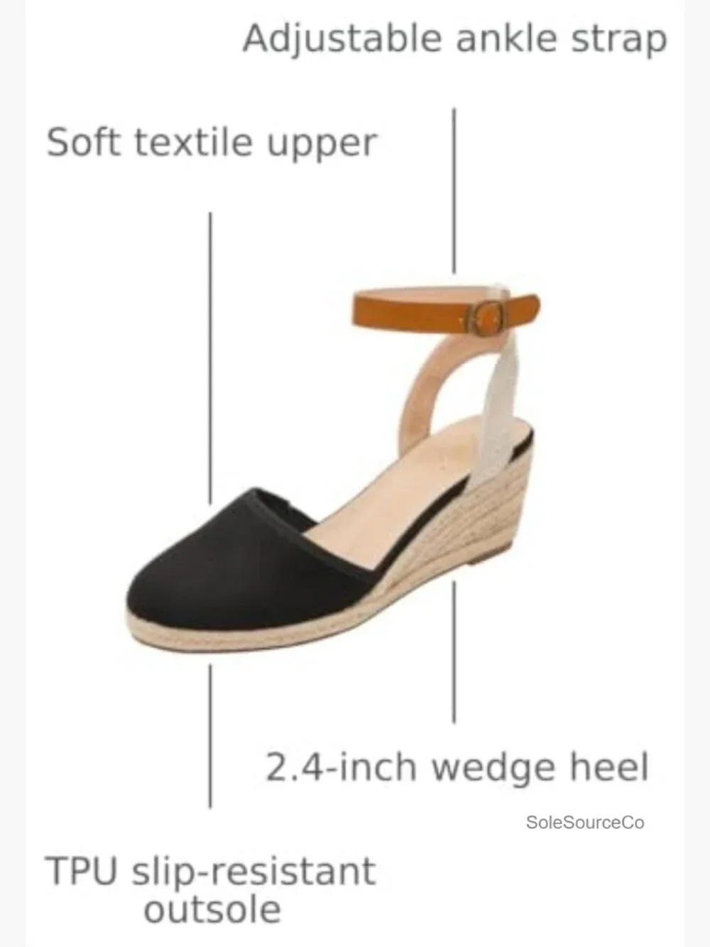 Ankle Strap Closed Toe Espadrille Wedge Sandals